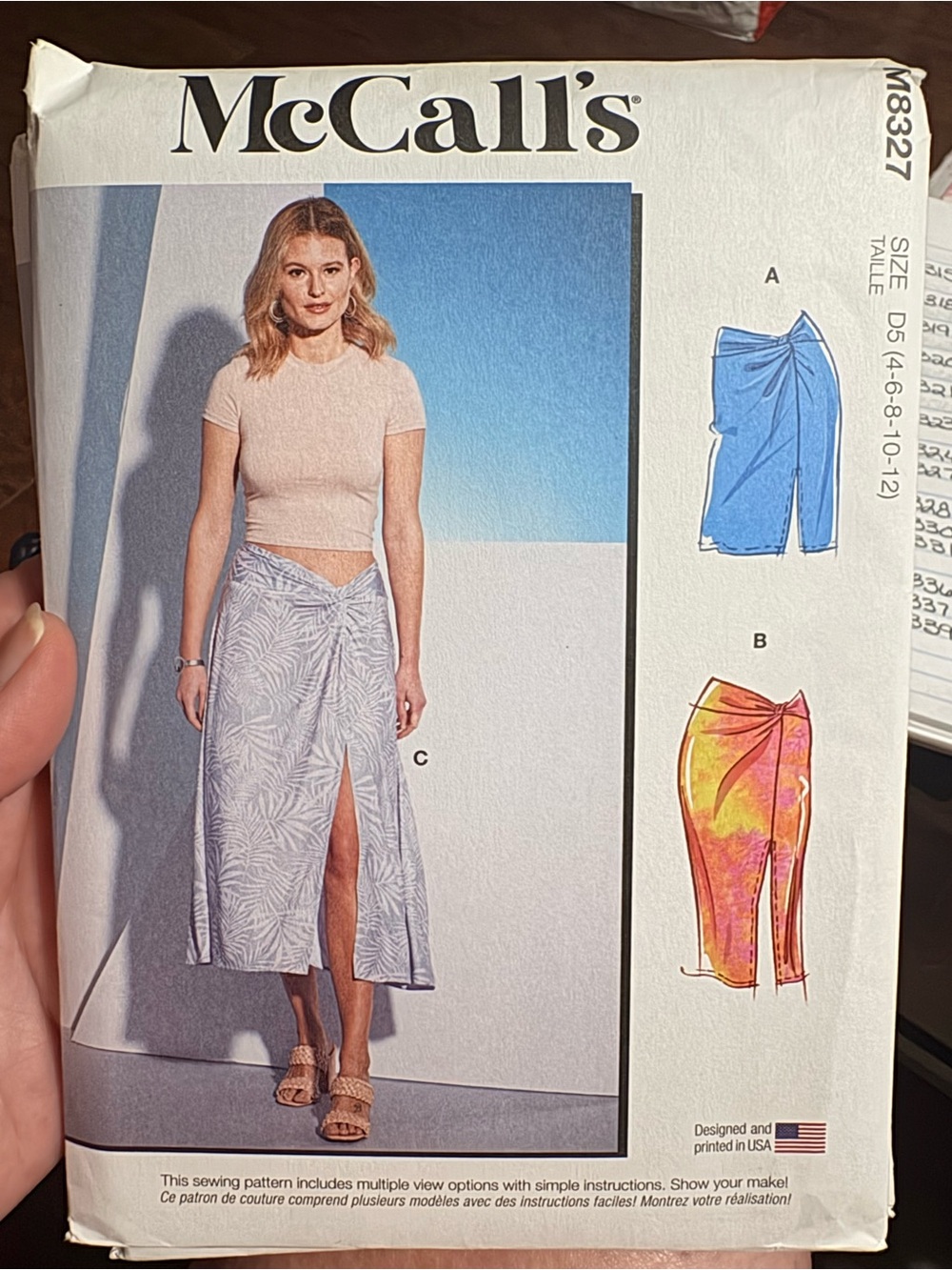 BN UNCUT MCCALLS 8327 D5 SEWING PATTERNS SWIMWEAR SARONG